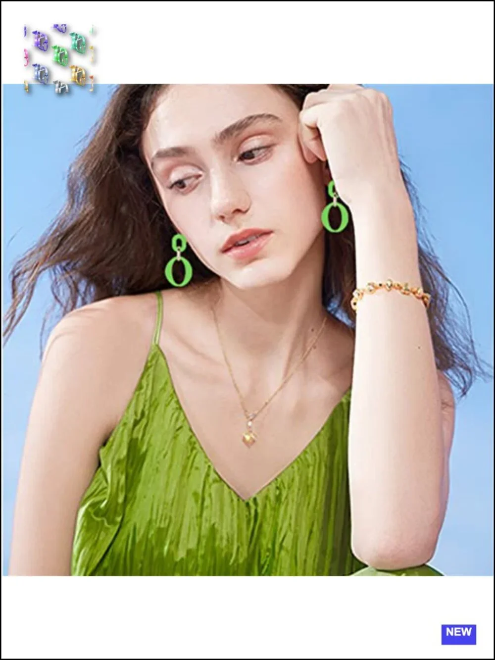 Acrylic Geometric Dangle Earring for Women Boho Lightweight Chunky Retro Drop